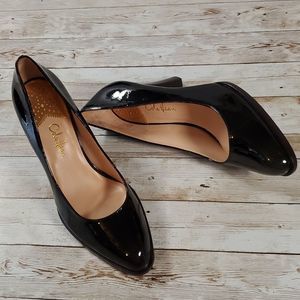 Cole Haan Nike Air Technology Cuban Heel Pump Size 8½AA‎ Black Patent Leather